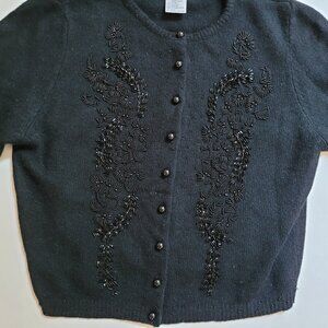 Richard & Jones Black Wool Beaded Sweater, Size S